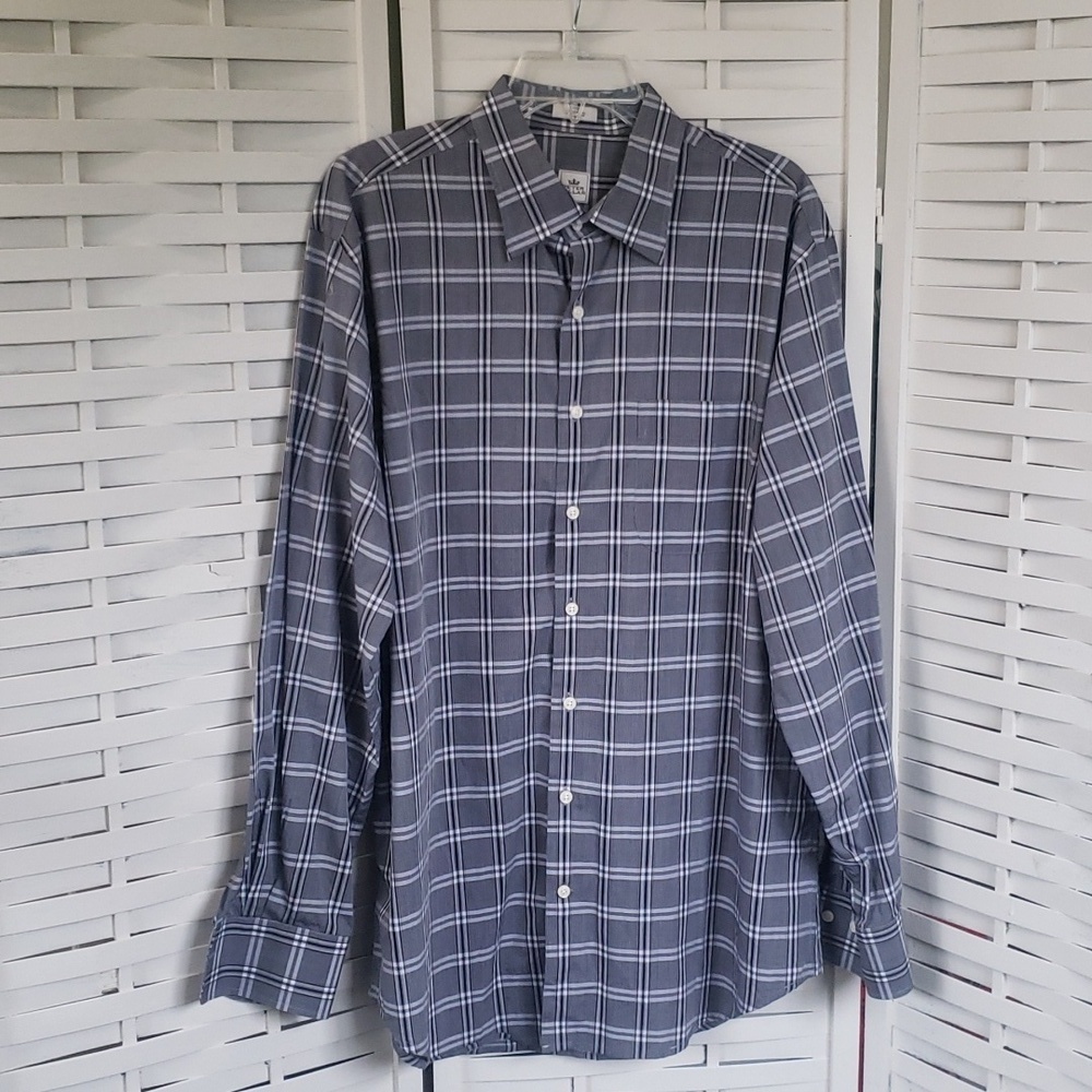 Peter Millar gray plaid mens button down shirt L